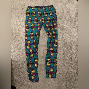 LuLaRoe Tall & Curvy Leggings Green Colorful King And Queen Cards Pattern Pants